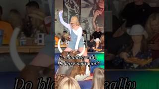 Beautiful Blonde Girl Carhartt Overall Mechanical Bull Riding PBR Bar rodeo countrymusic [upl. by Kassab]