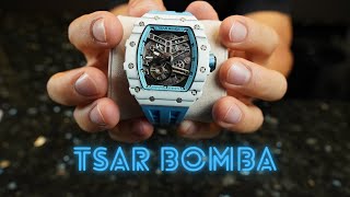 TSAR BOMBA Automatic Watch Carbon Fiber Baby Blue Strap [upl. by Buderus180]