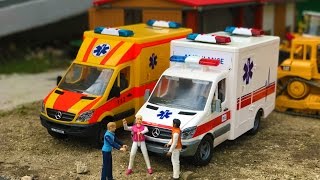 BRUDER toys construction site accident AMBULANCE [upl. by Ko]