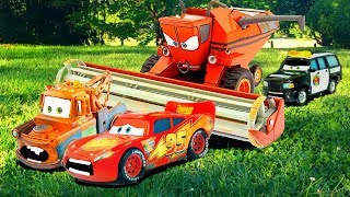 Disney Cars Lightning McQueen amp Mater Tractor Tipping FUN Chased by FRANK Disney Short Tall Tale [upl. by Llenrag78]