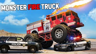 TROLLING THE COPS WITH A MONSTER FIRE TRUCK IN GTA RP [upl. by Annawoj]