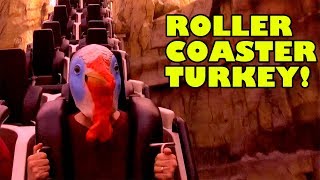 Roller Coaster Turkey Riding Canyon Blaster at Adventuredome in Las Vegas [upl. by Nabetse632]