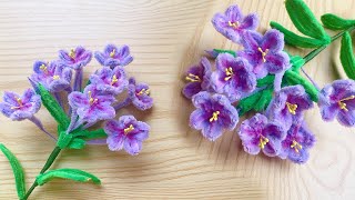 How to Make Beautiful Flowers with Pipe Cleaner  Plumbago Flowers  DIY chenille wire flowers [upl. by Dhruv]