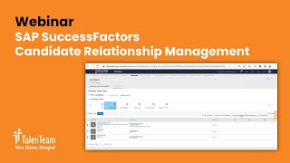 Improving Recruiting with SAP SuccessFactors Candidate Relationship Management [upl. by Hcelemile508]