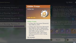 DAILY artifact farming rolling strongbox GOLDEN TROUPE genshin genshinimpact luck artifacts [upl. by Oitaroh]