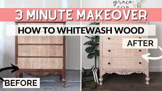 How to Whitewash Wood  3 Minute Makeover [upl. by Arotal911]