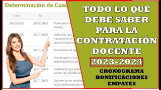 TODO LO QUE DEBE SABER SOBRE LA CONTRATACIÓN DOCENTE 2023  2024  CRONOGRAMA  BONIFICACIONES [upl. by Aeneg]