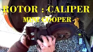 How to Remove Brake Caliper and Rotor  torque specs  MINI Cooper S [upl. by Nylyram]