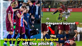 Martin Odegaard carried off pitch in tears as Arsenal suffer major injury scare [upl. by Llyrpa]