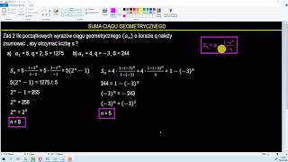 Ile początkowych wyrazów ciągu geometrycznego o ilorazie q należy zsumowac [upl. by Walton498]