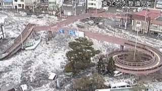 Surveillance camera footage of the 2011 tsunami in Japan [upl. by Akirej]