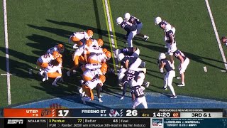 UTEP quotFake QB Sneakquot Trick Play TD vs Fresno State  2021 College Football [upl. by Kreit]