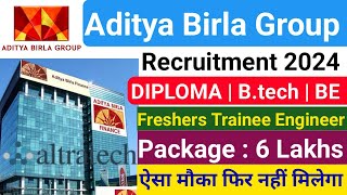 Aditya Birla Group Recruitment 2024  Diploma BE Btech Job Vacancy  Altratech Cemet Company Jobs [upl. by Dam860]