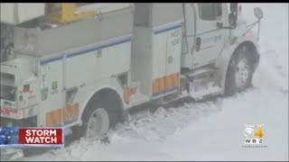 Crazy Show Down Here Power Company Trucks Stuck In Scituate During Blizzard [upl. by Kingston]