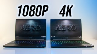 1080p or 4K Laptop Gigabyte Aero 15x Comparison [upl. by Zetrac]