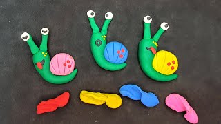 Snail clay art for kids Making colourful animal shapes from clay clay modelling for kid plastelin [upl. by Oisinoid217]