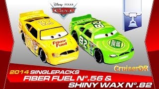 Disney Pixar Cars 2014 dicast Single Packs Fiber Fuel Nr56 amp Shiny Wax Nr82 155 Scale Mattel [upl. by Arihsan159]