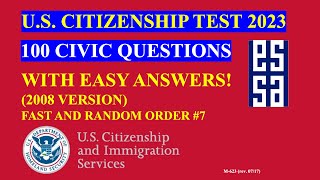 2023 EASY Answer Fast USCIS Official 100 Civics Questions and Answers US Citizenship Interview 2023 [upl. by Jenine585]