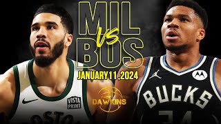 Milwaukee Bucks vs Boston Celtics Full Game Highlights  January 11 2024  FreeDawkins [upl. by Esialb]