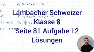 Gleichung lösen amp Probe machen  Lambacher Schweizer Mathe 8 NRW G9 Seite 81 Aufgabe 12 [upl. by Marquet]