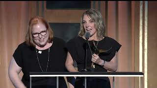 Poker Face writers Nora Zuckerman amp Lilla Zuckerman receive the 2024 WGA Award for Episodic Comedy [upl. by Maxi]