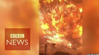 Tianjin explosion video captures fear of eyewitnesses  BBC News [upl. by Oicor]