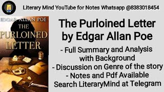 The Purloined Letter by Edgar Allan Poe Full Summary and Analysis in Hindi Exam Special English H [upl. by Turley]