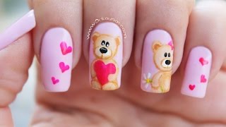 Decoración de uñas Osos  Bear nail art [upl. by Ramo451]