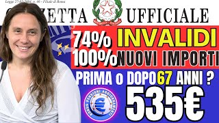 🔴535 INVALIDITA CIVILE PRIMA DOPO 67 ANNI CAMBIANO IMPORTI E REDDITI 👉 invalidi parziali ❗️ [upl. by Marylin]