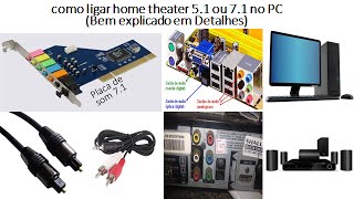 Como ligar o Home Theater no PC em 51 ou 71 Bem explicado e configurar [upl. by Lati]