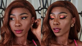 Maquillage orangé brun peau noire EBONY AMAZE [upl. by Benge]