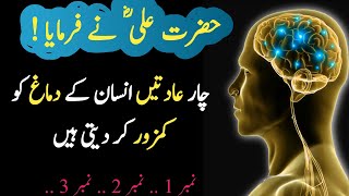 4 aadat insan k 🧠 ko kamzor karte hai  farman hazrat ali  quotes hazrat ali urdu [upl. by Botnick]