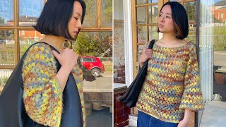 Crochet howto Oversized GRANNY STITCH SWEATER tutorial 🍂 [upl. by Plantagenet124]