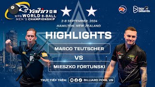 HIGHLIGHTS  Marco Teutscher vs Mieszko Fortunski  WORLD 8BALL MENS CHAMPIONSHIPS  VÒNG 1 [upl. by Pitarys]