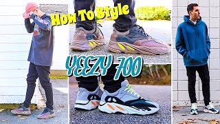 HOW TO STYLE  ADIDAS YEEZY 700  MAUVE amp WAVE RUNNER SNEAKER [upl. by Nangatrad]