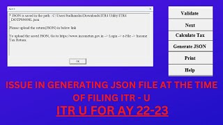 JSON is not generating from ITR Excel Utility  Complete Solution  ITR  U for AY 202223 [upl. by Llednahs596]