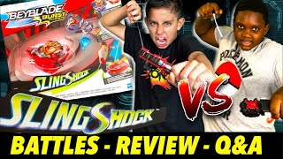 Beyblade SlingShock Rail Rush Battle Set Review amp Burst Battles [upl. by Zetneuq]