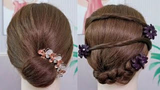 New very easy 2 bunches of braids updo hairstyle for girls  Simple Hairstyle Girls [upl. by Noicpecnoc174]