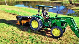 John Deere working Woods Precision Super SeederOver seeding fall pastures [upl. by Ame585]