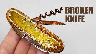 Old Broken German Pocket Knife Restoration Knife from a garage sale [upl. by Kcarb692]