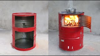 Wow Wow \ Build oven versatile 2 in 1 from cement  iron drum [upl. by Merl568]