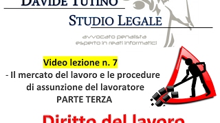 Diritto del lavoro  Video Lezione n 7 Il mercato del lavoroLassunzione del lavoratore 3 [upl. by Allemat476]