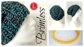 LOOM KNIT Hat for Beginners  Brimless Bottom Up Slouchy Round Loom  Loomahat [upl. by Jordanna]