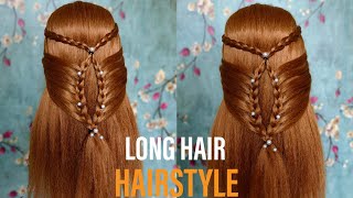 new trick for long hair hairstyle  easy hairstyle  hairstyle for beginners [upl. by Hamid]