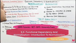 63 Normalization In DBMS  Functional Dependency And Normalization  Introduction To Normalization [upl. by Kale882]