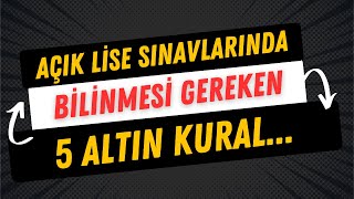 Açık Lise Sınavlarından Önce Bilinmesi Gerekenler [upl. by Huberman]