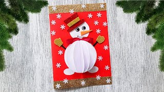 DIY Объемная открытка со снеговиком своими руками  Новогодние поделки  Easy Christmas Card Ideas [upl. by Elcin977]