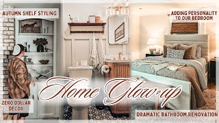 Home Glow Up fall shelf styling bedroom updates  a dramatic bathroom renovation [upl. by Reynolds]