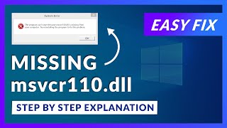 msvcr110dll Missing Error  How to Fix  2 Fixes  2021 [upl. by Fitzpatrick]