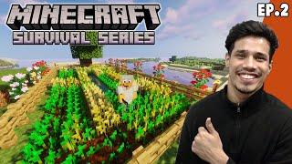 Our First Farm  Minecraft Survival Episode 2 [upl. by Rfinnej]